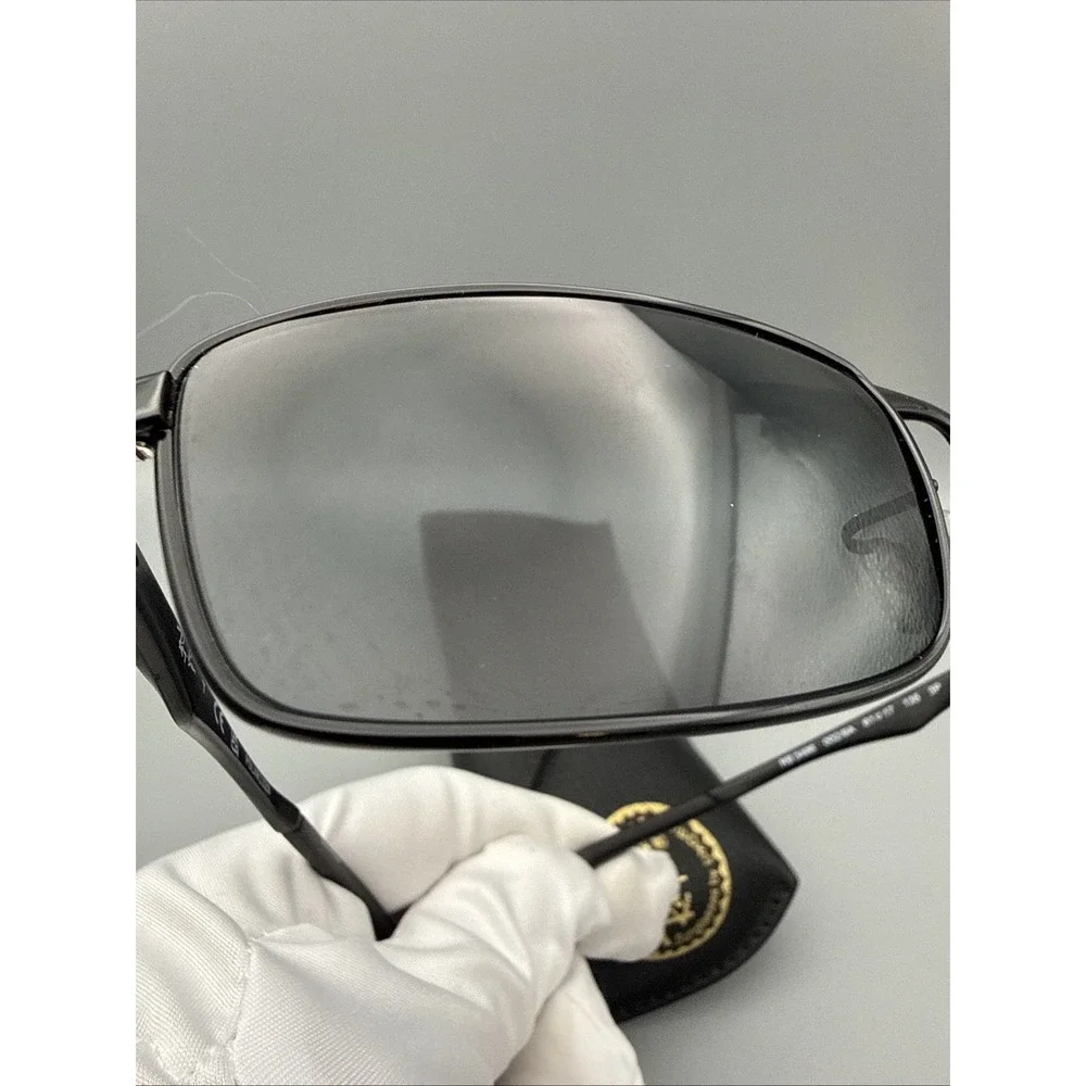 RAY-BAN RB3498 002/9A BLACK AUTHENTIC FULL RIM PILOT SUNGLASSES 61-17-135 & CASE